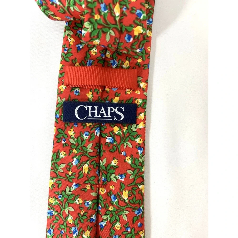 Ralph Lauren Chaps Tie Mens Red Floral Necktie Neckwear‎ Spring Summer 3X57